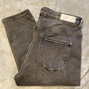 Zara Jeans Womens Sz 12 Faded Black High Waist Tapered‎ Leg Stretch Y2K Classic